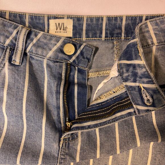 WASH LAB - BLUE STRIPE MINI SKIRT - SIZE 27 -DENIM SKIRT - Picture 4 of 8
